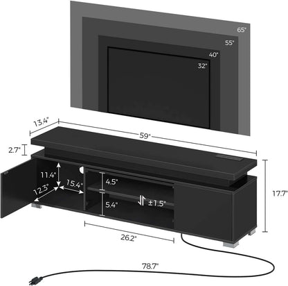 LED TV Stand with Power Outlet &amp; Storage Cabinet