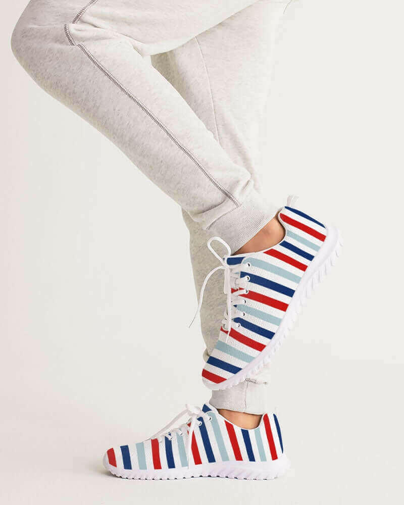 red white blue athletic sneakers