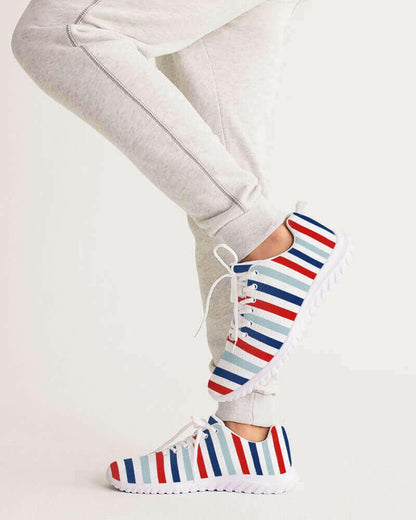red white blue athletic sneakers