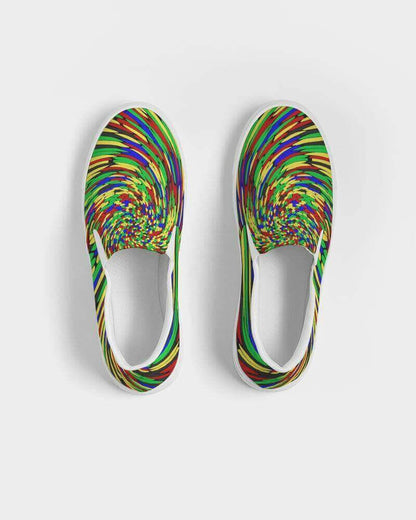 multicolor slip-on canvas sneakers