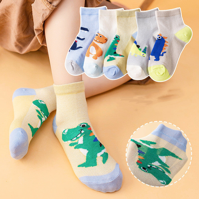 Cartoon Dinosaur Mesh Socks for Kids