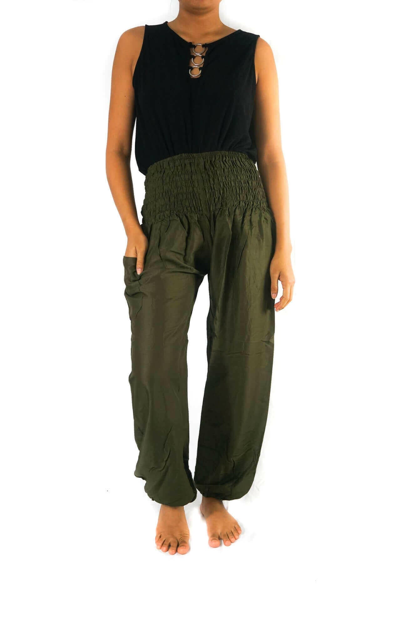 SOLID Green Women Boho Pants Hippie Pants Yoga.