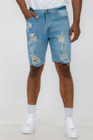 Mens Distressed Denim Shorts.