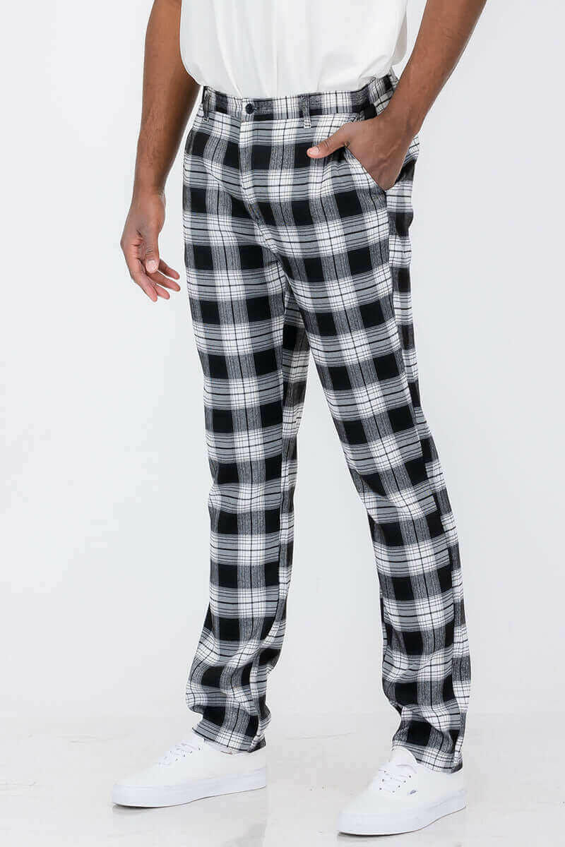 Plaid Slim Fit Trouser Pants.