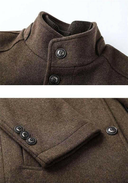 Winter Men Wool Jacket Slim Fit Thick Warm Coat.