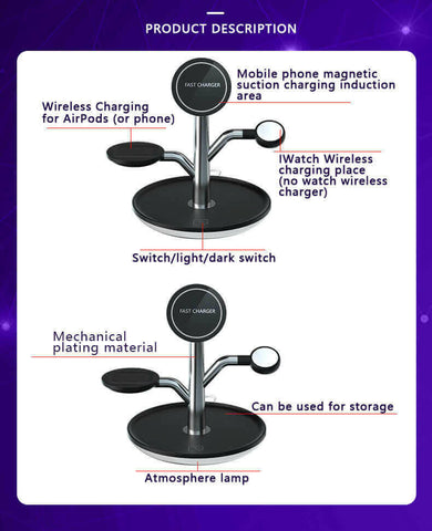 Universal Wireless Charging Stand for Iphone Apple Watch Airpods.