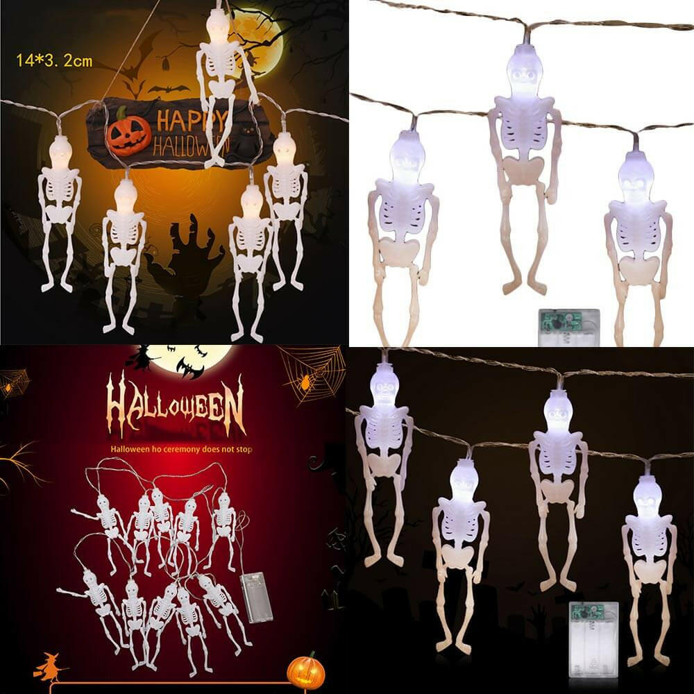 1.5 M Halloween String Lights Skull Cool White