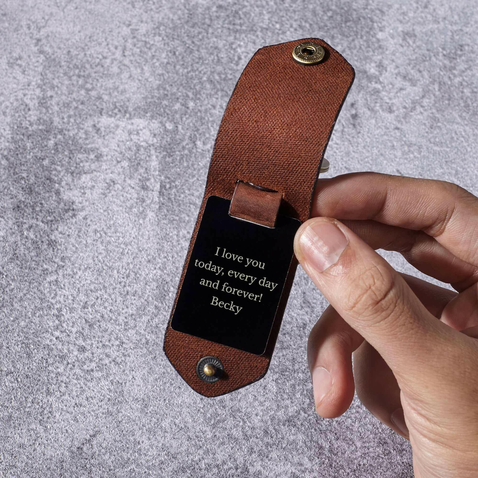 Engraved Leather Keychain For Men, Personalized Alumium Keychain Gifts