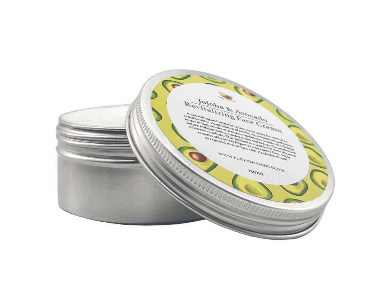 Jojoba And Avocado Revitalising Face Cream, Refillable Aluminium, 150g.