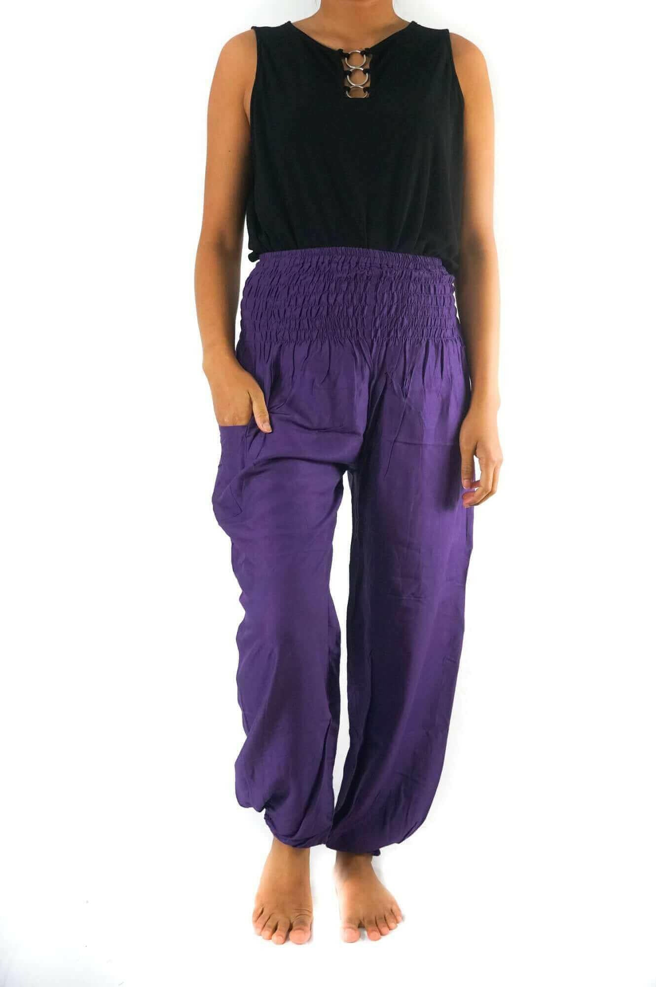 Purple Women Boho Pants Hippie Pants Yoga Pants Harem.