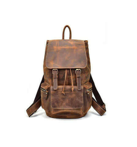 Buffalo Leather Backpack Handmade Unisex Backpack Travel Outdoor Bag.