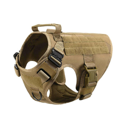 Military Dog Tactical Harness and Leash Set (Brown).