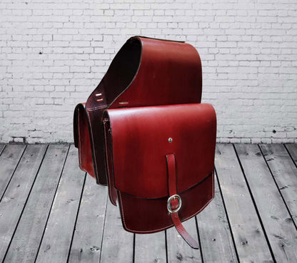 Cowhide Leather Western Saddle Bag: Trail Riding Gear Horse Riding