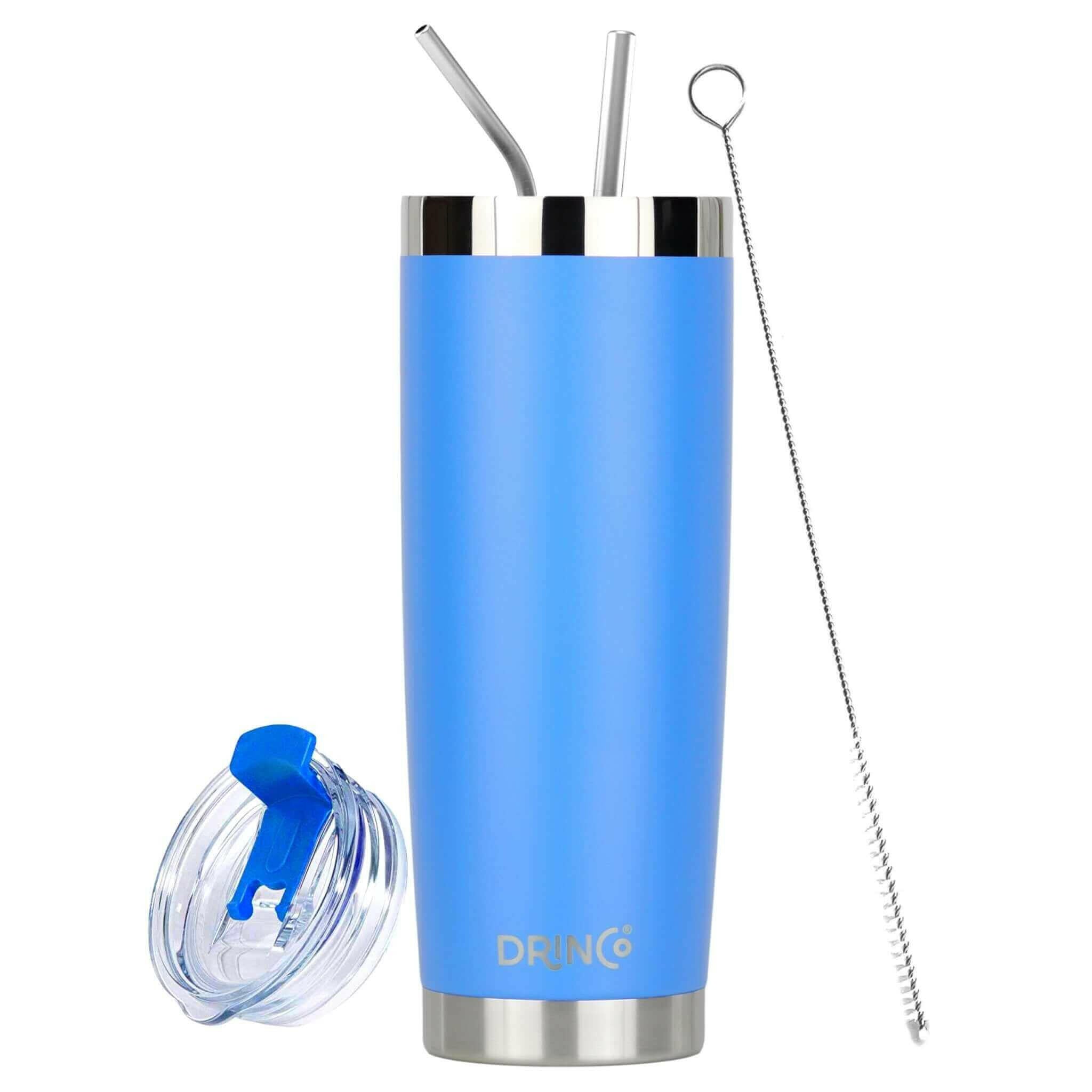 DRINCO® 20oz Insulated Tumbler w/Spill Proof Lid 2 Straws(Royal Blue)