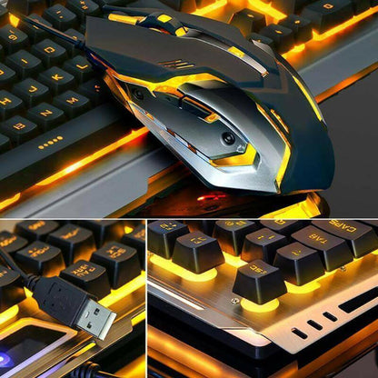 Ninja Dragons Tungsten Gold Metal Frame Gaming Keyboard and Mouse Set.