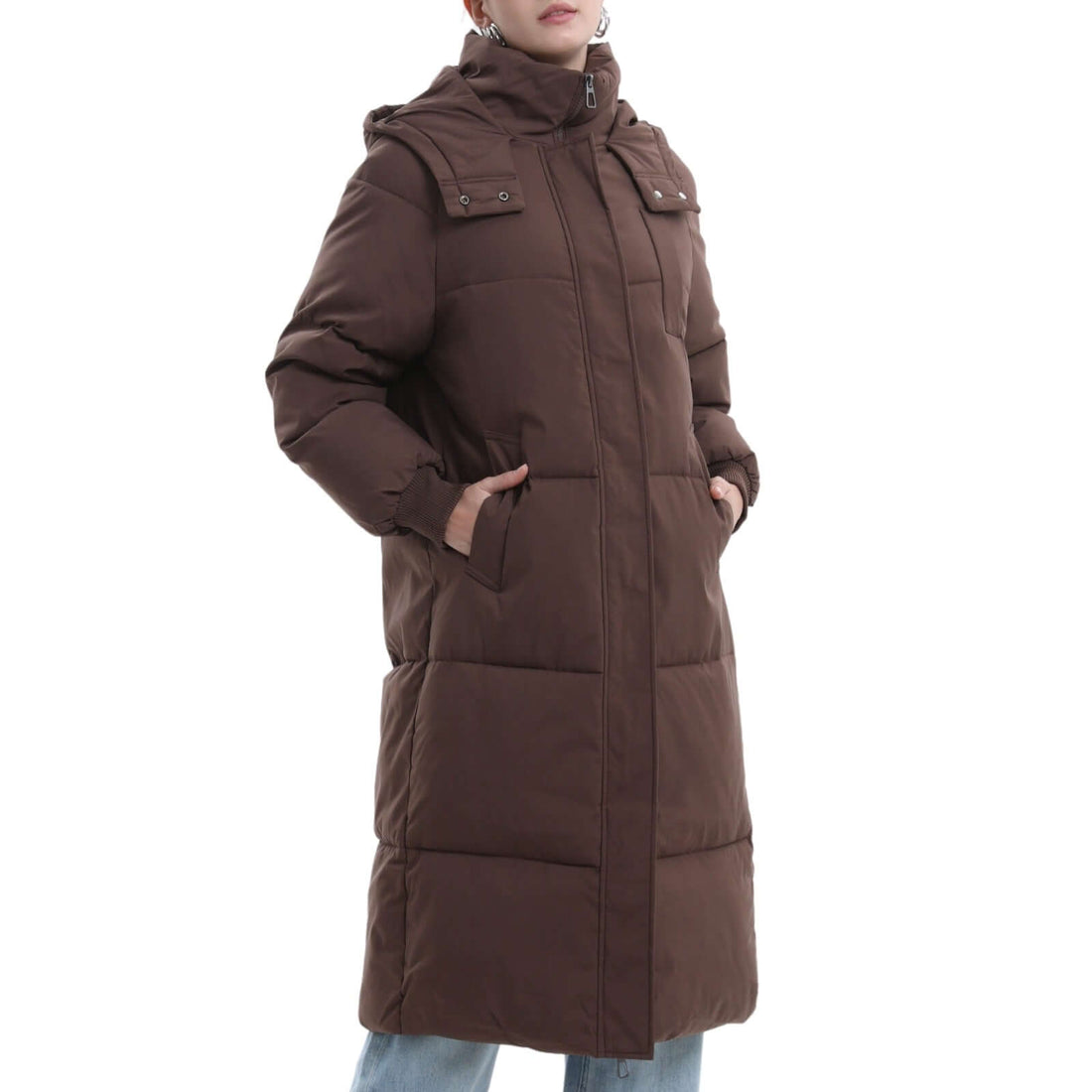 PUFFIT Women’s Long Hooded Puffer Coat, Water-Repellent Winter Jacket
