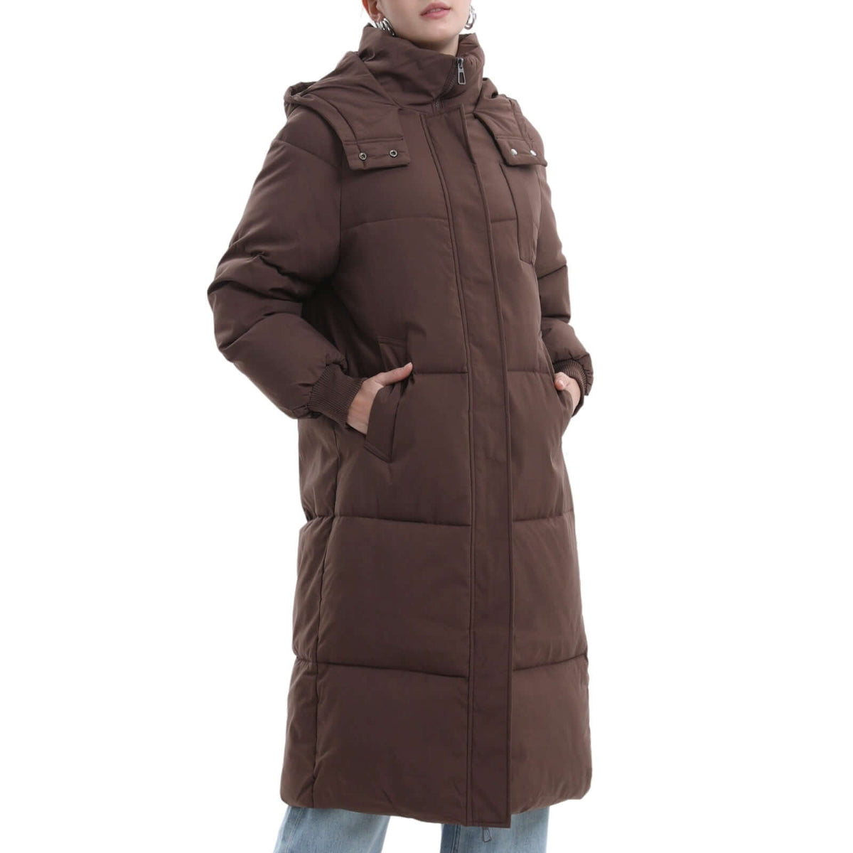 PUFFIT Women’s Long Hooded Puffer Coat, Water-Repellent Winter Jacket