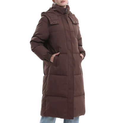 PUFFIT Women’s Long Hooded Puffer Coat, Water-Repellent Winter Jacket