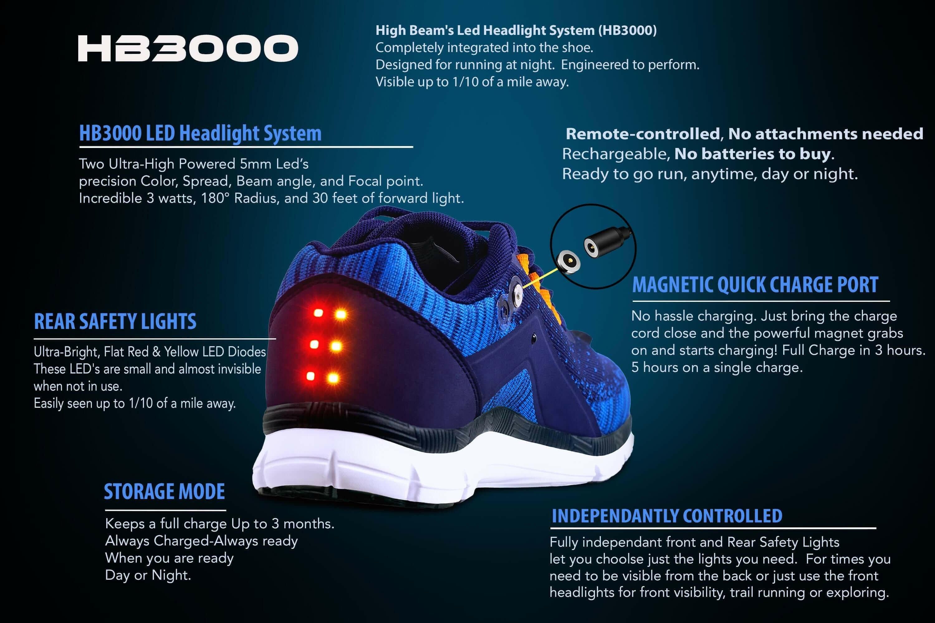 Men's Night Runner Shoes With Built-in Safety Lights.