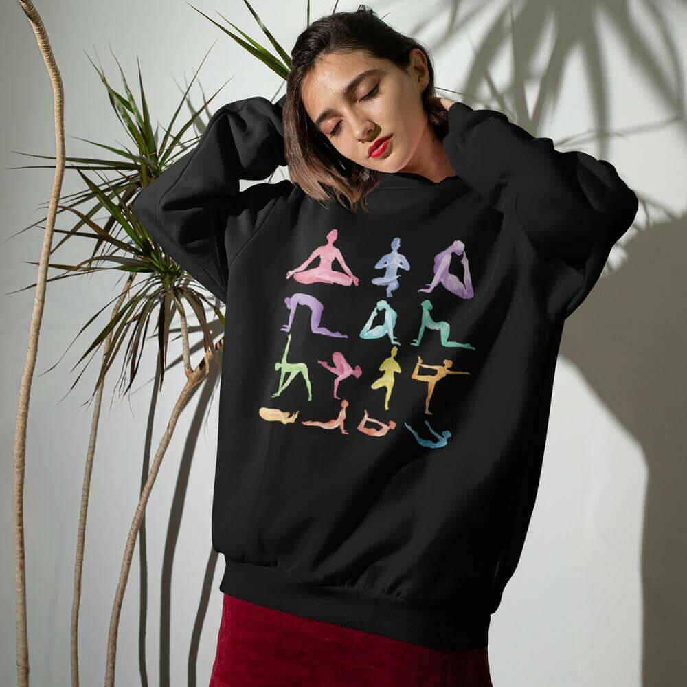 Yoga Theme Crewneck Sweatshirt.