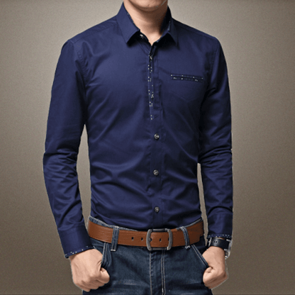 Mens Shirt with Contrasting Pocket and Cuff Details.