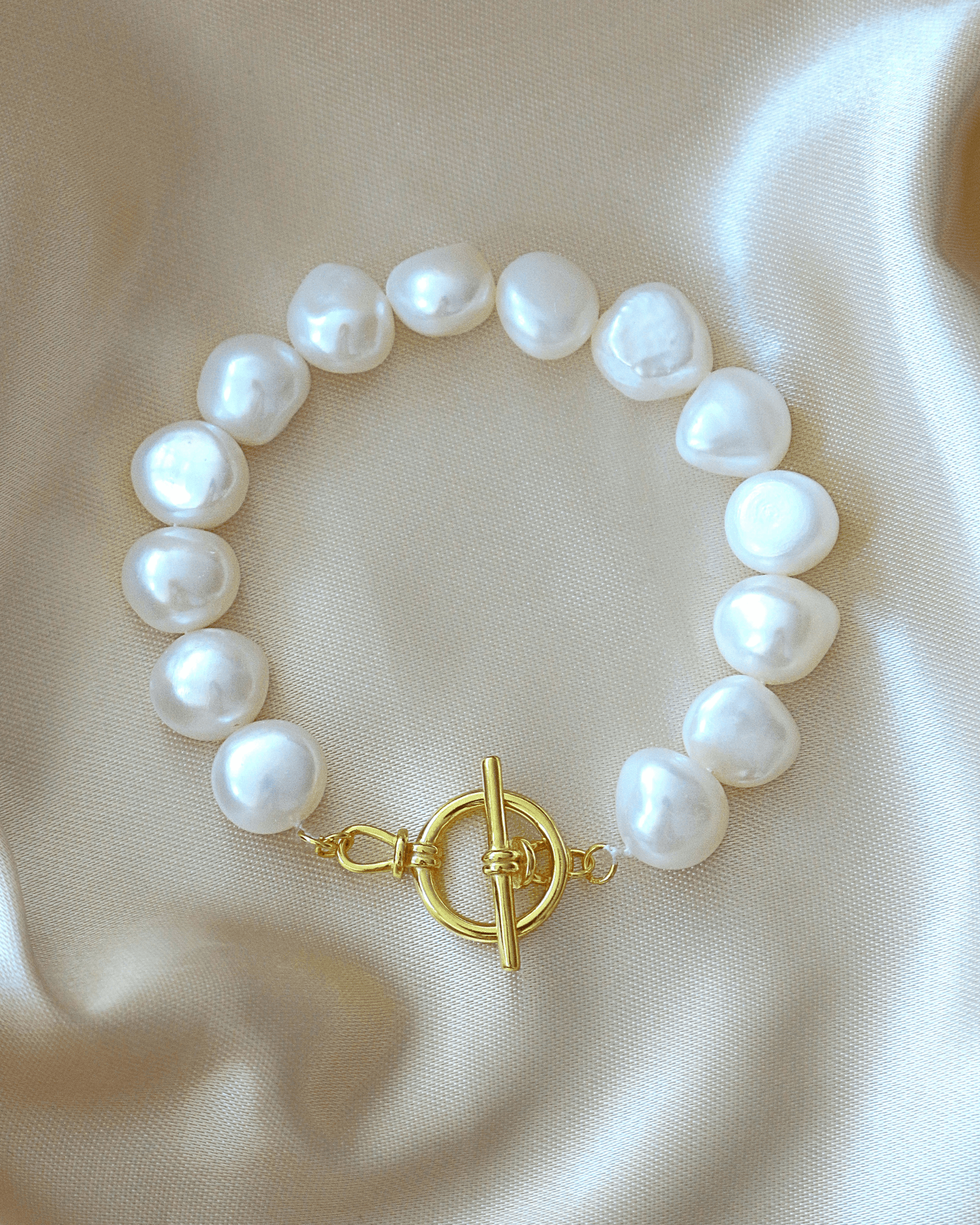 Baroque Genuine Freshwater Pearls &amp; 925 Sterling Silver Bracelet