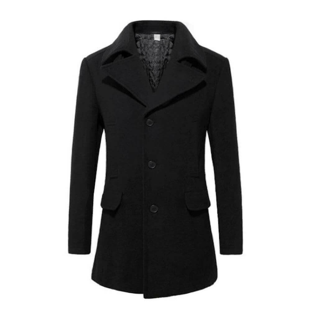 Mens Mid Length Wool Blend Coat.