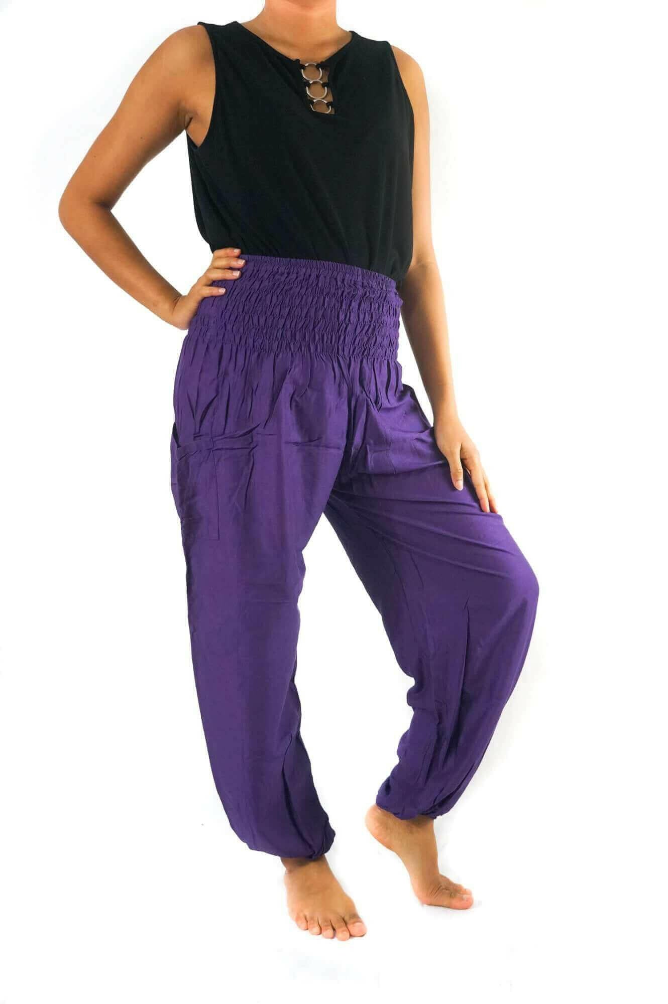 Purple Women Boho Pants Hippie Pants Yoga Pants Harem.