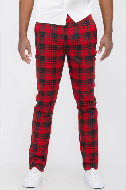 Plaid Slim Fit Trouser Pants.