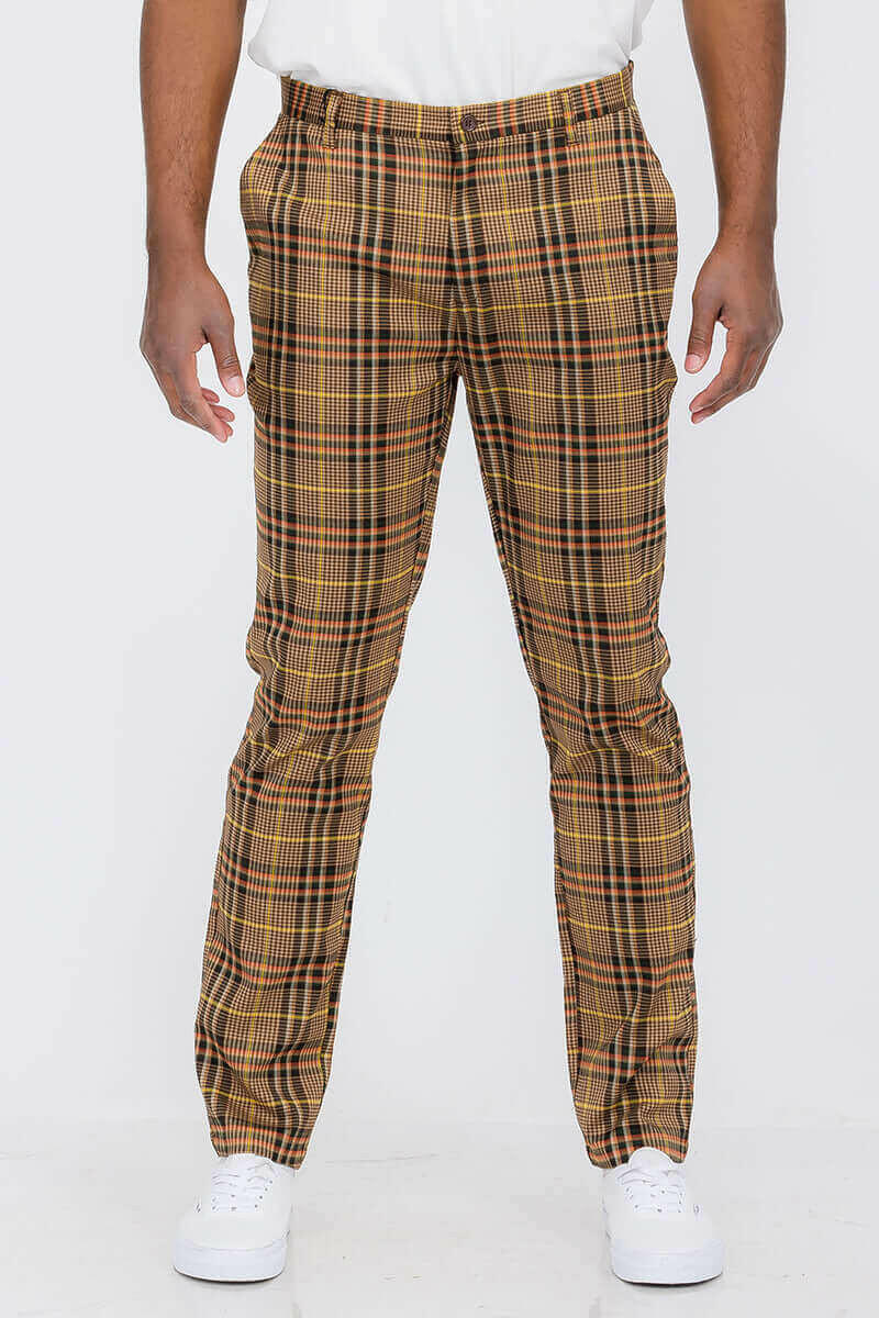 Plaid Slim Fit Trouser Pants.