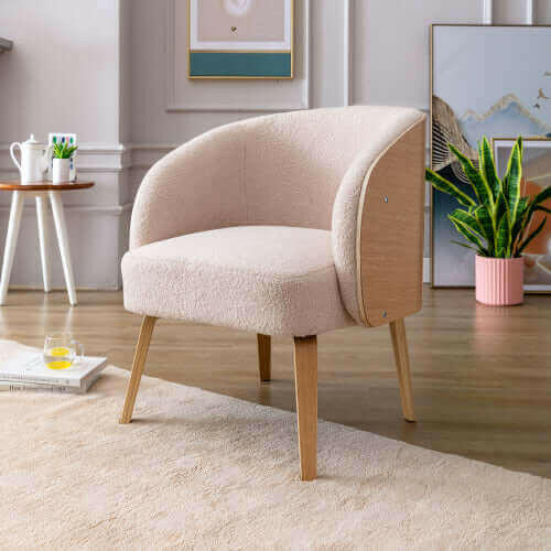 Lamb-hair Acent Chair Upholstered Living Room Chair Bedroom Chair