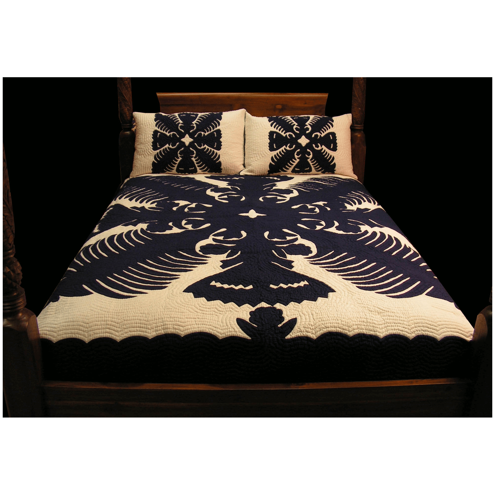 Hawaiian Quilt Bedspread – Kahili &amp; Fan Design