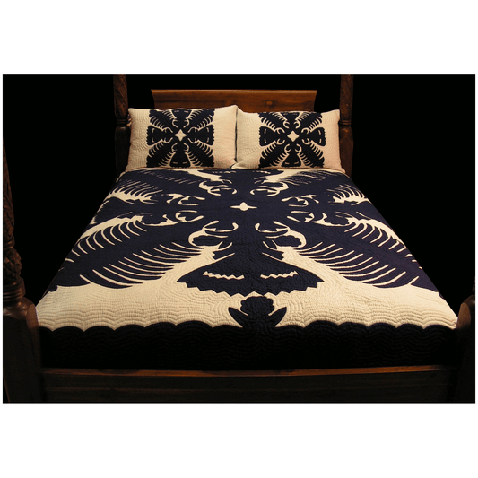 Hawaiian Quilt Bedspread – Kahili & Fan Design.