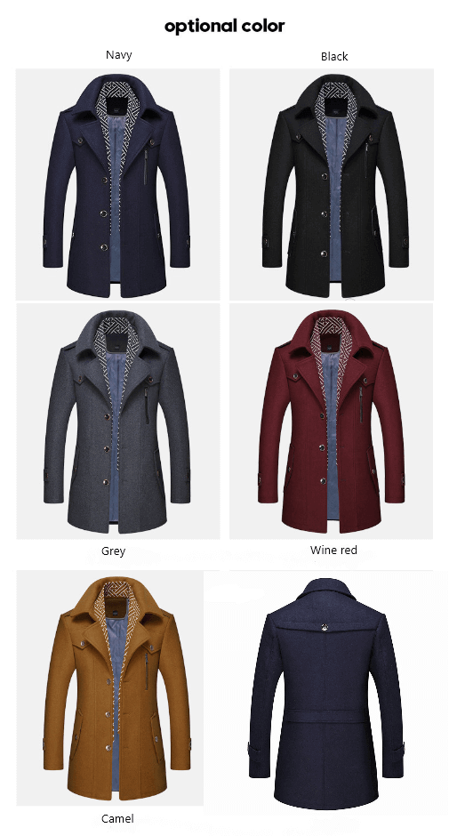 Winter Scarf Detachable Scarf Jackets Men's Wool Coats.