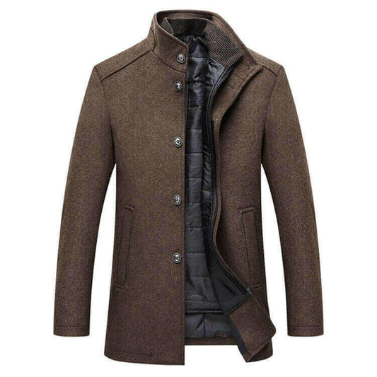 Winter Men Wool Jacket Slim Fit Thick Warm Coat.