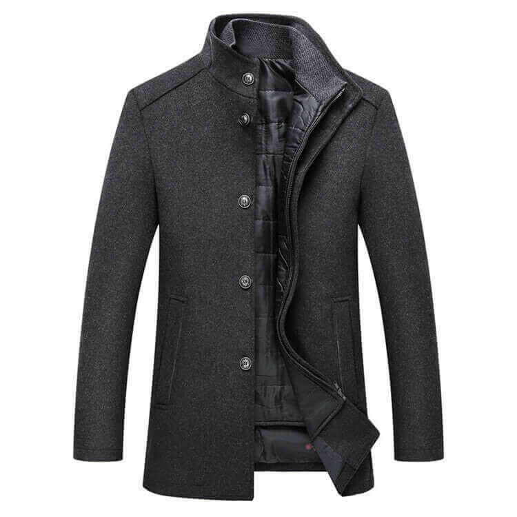 Winter Men Wool Jacket Slim Fit Thick Warm Coat.