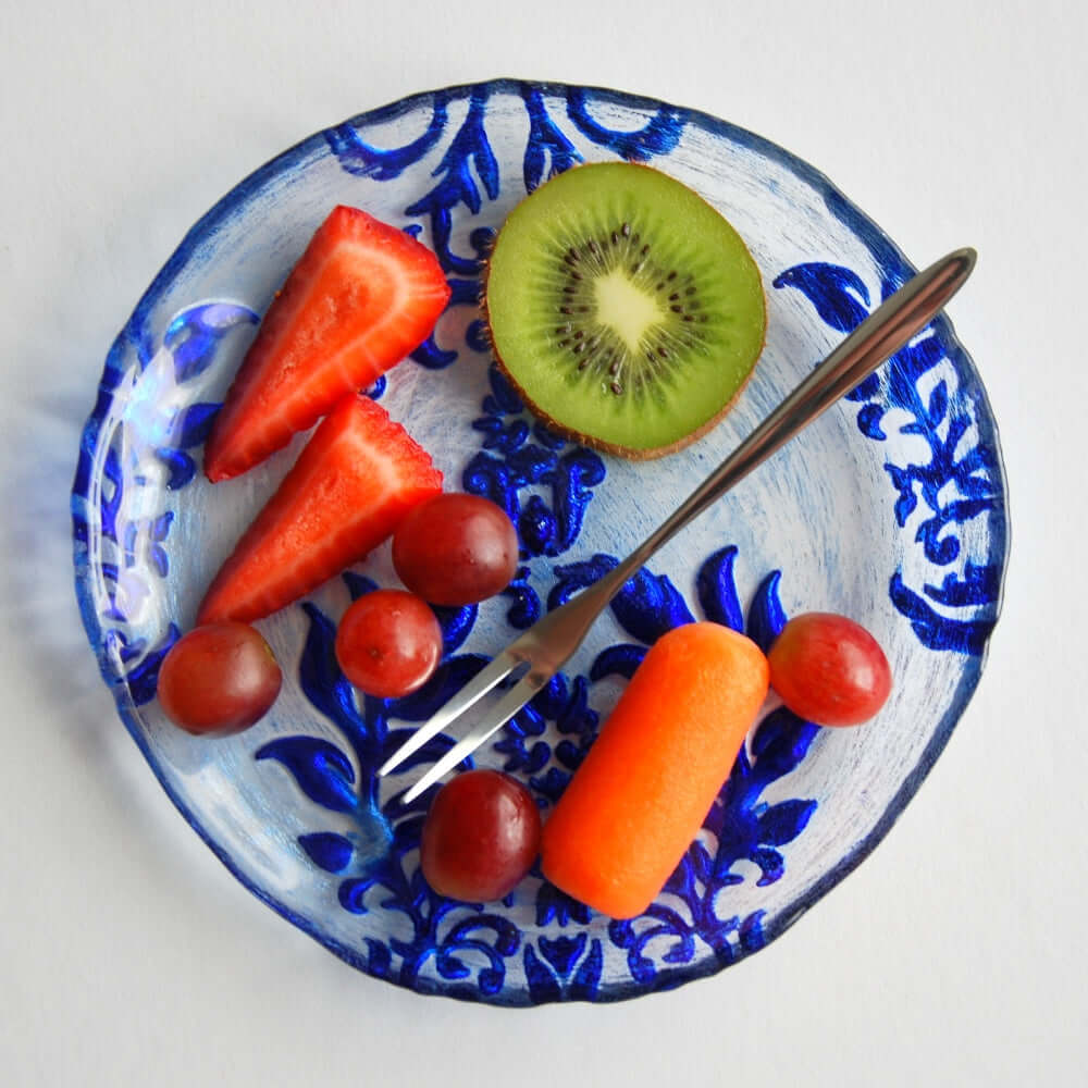 DAMASK Blue Velvet Gilded Glass Canapé Plates