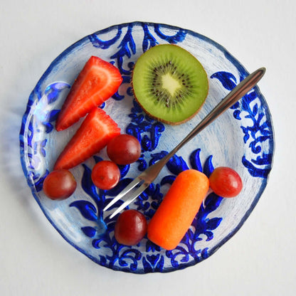 DAMASK Blue Velvet Gilded Glass Canapé Plates