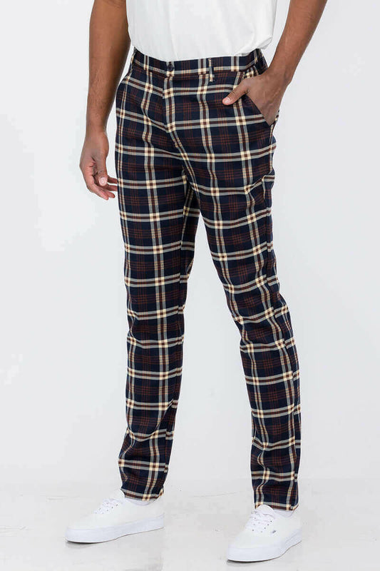 Plaid Slim Fit Trouser Pants.