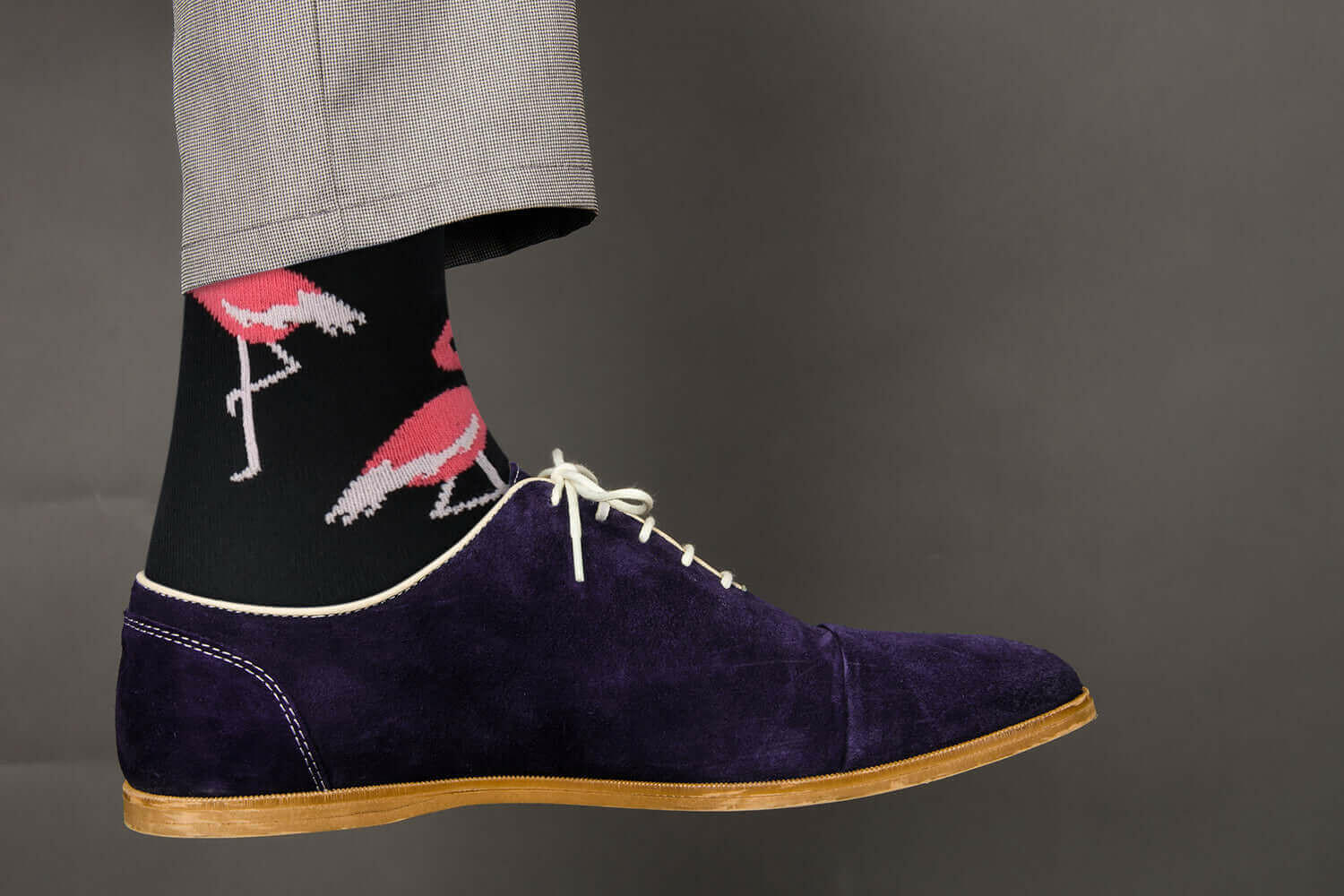 Sick Socks – Flamingo (Black) – Exotic Animals Casual Dress Socks.