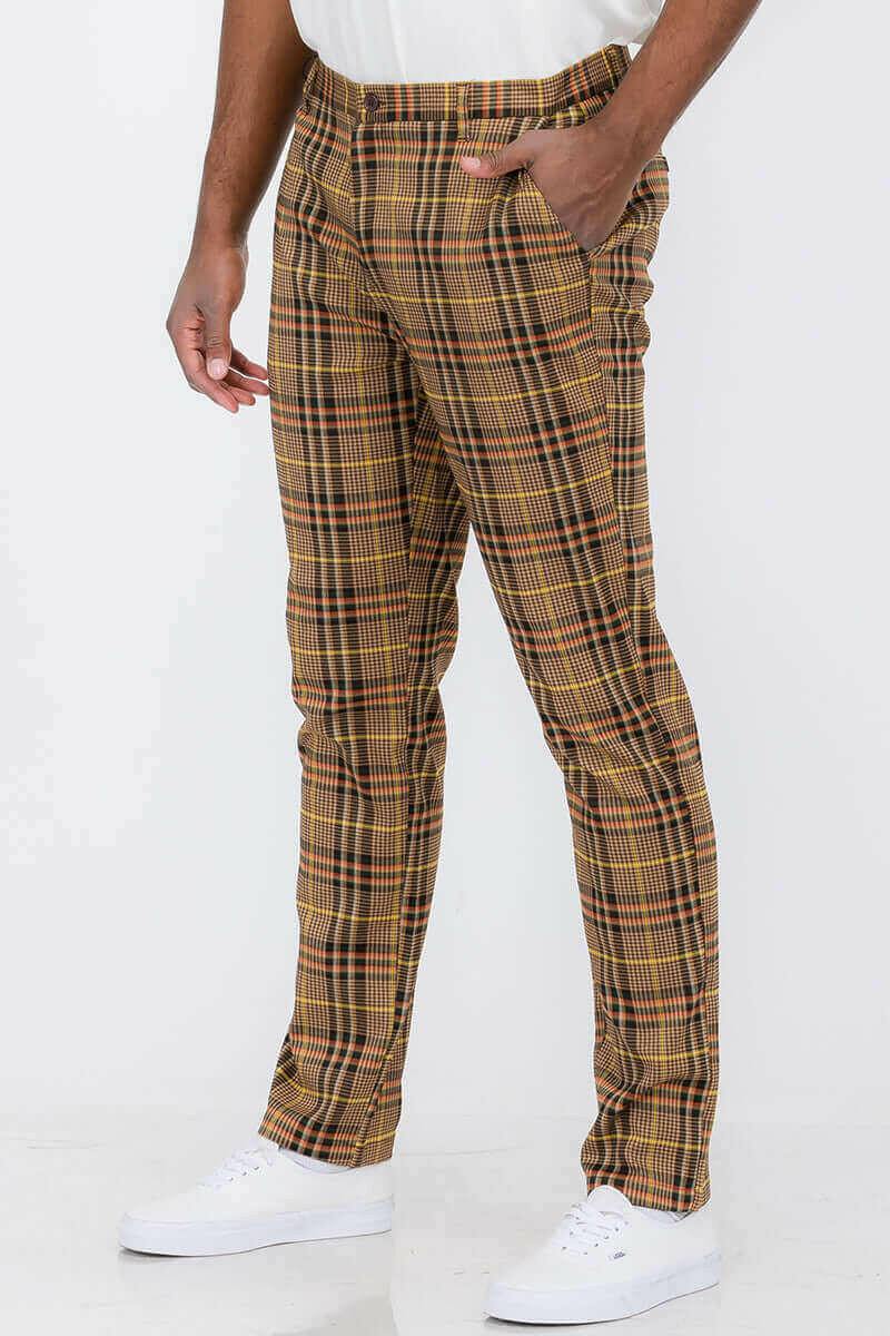 Plaid Slim Fit Trouser Pants