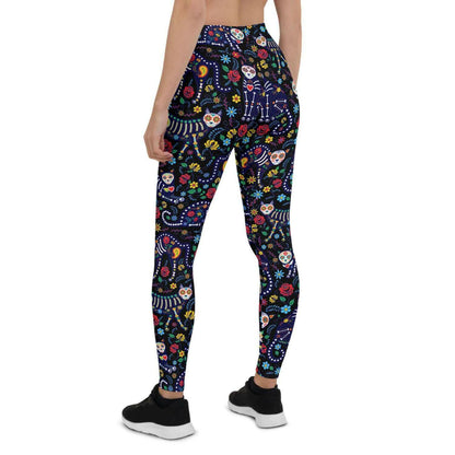 Womens Sugar Skull Cat Leggings.