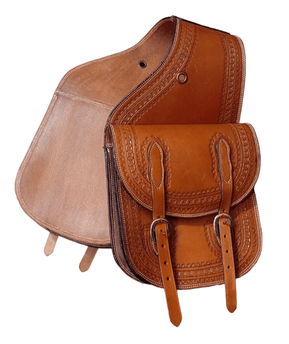 Genuine Leather Western Trail Tooling Carving Horse Saddle Bag