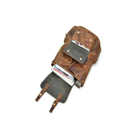 Buffalo Leather Backpack Handmade Unisex Backpack Travel Outdoor Bag.