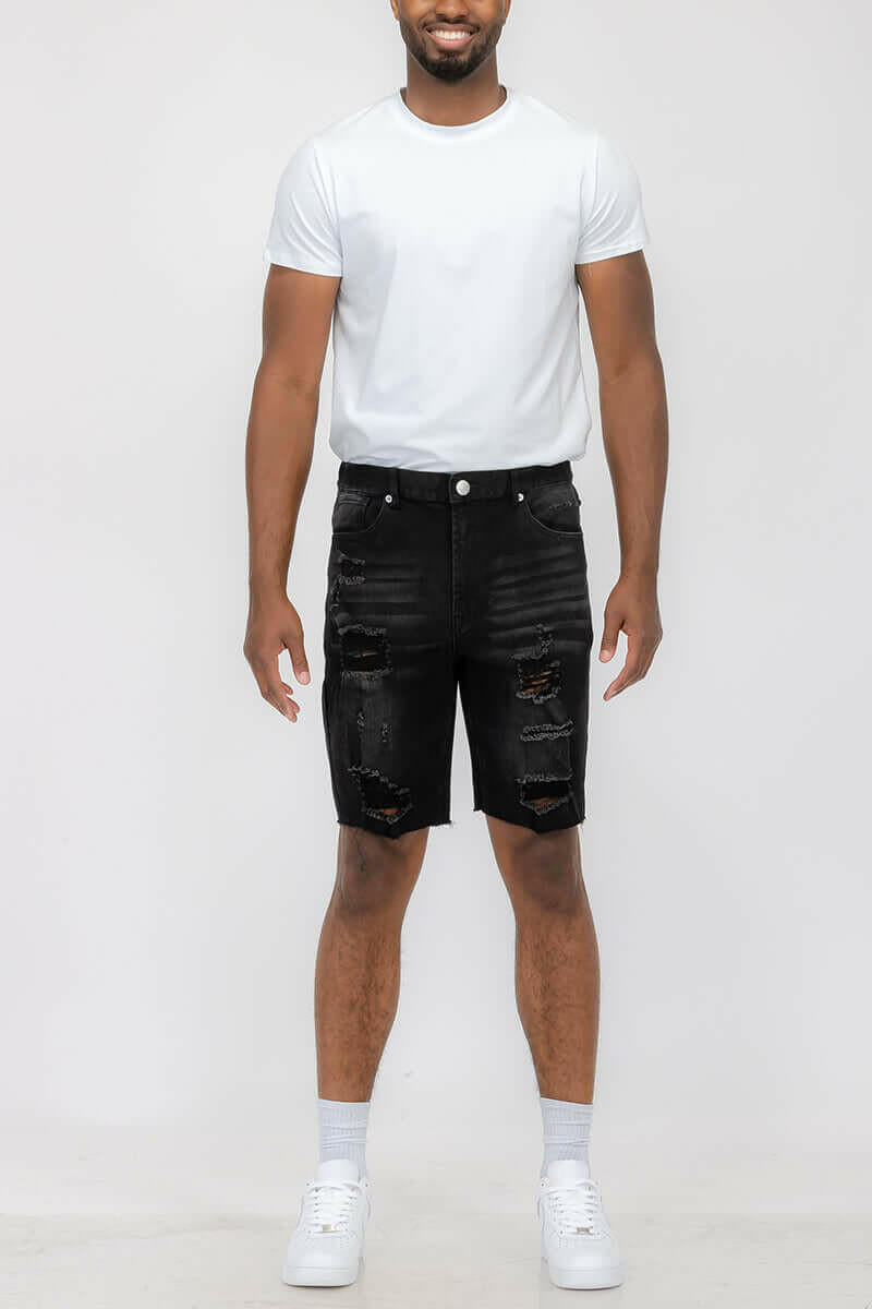 Mens Distressed Denim Shorts.