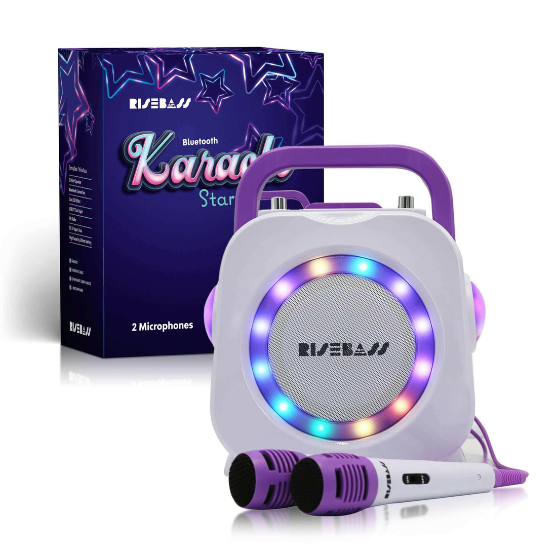 Risebass Karaoke Machine with 2 Microphones