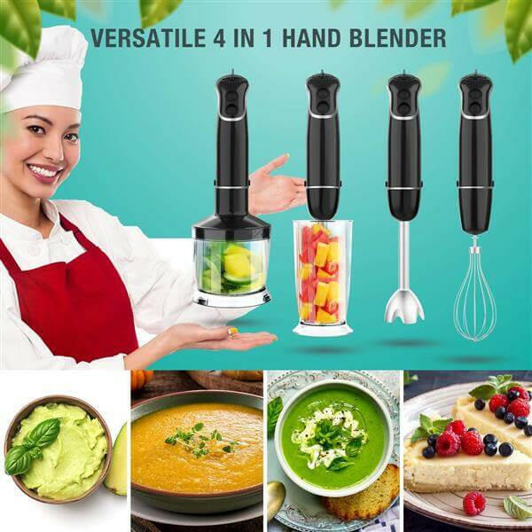 Electric 4-in-1 Hand Immersion Blender with 12-Speed Stick.