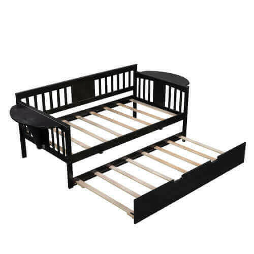 Twin Wooden Daybed with Trundle Bed Sofa Bed for Bedroom.