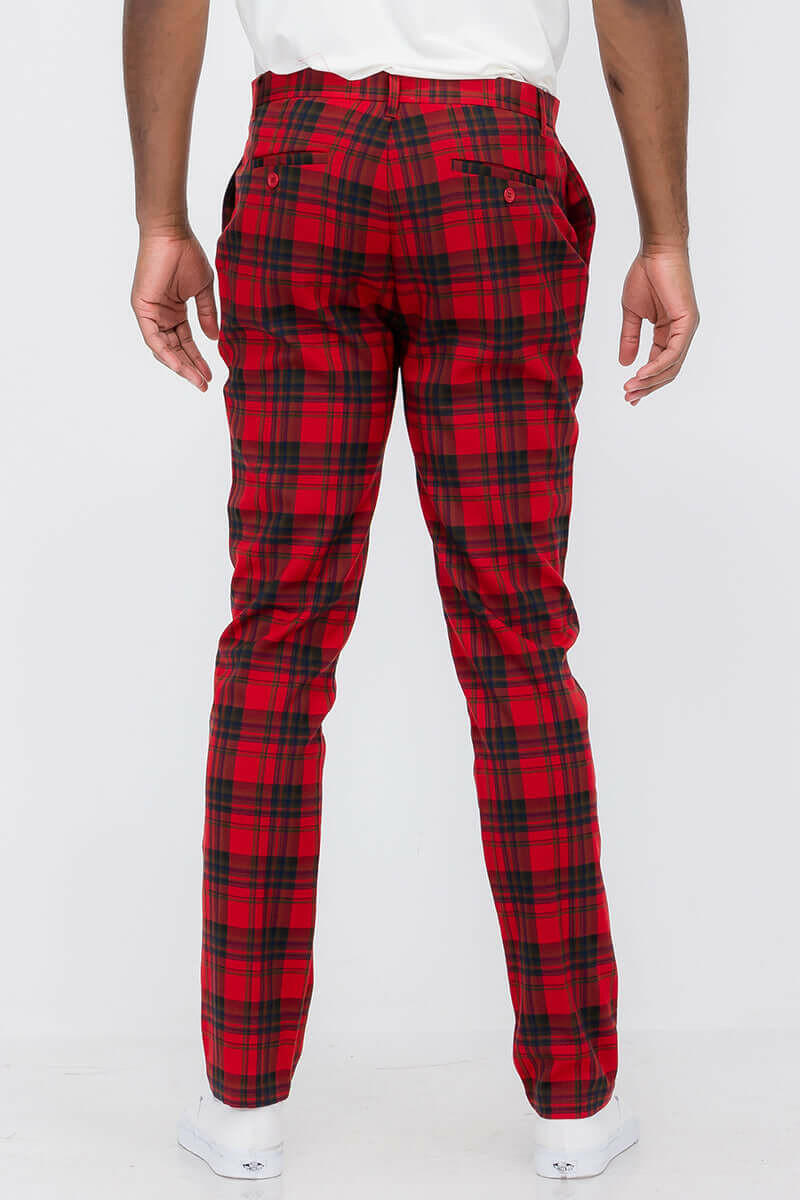 Plaid Slim Fit Trouser Pants.