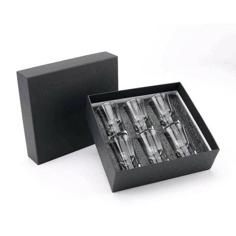 6 Shot Glasses in Black Presentation Gift Box, Gifts for Women and Men